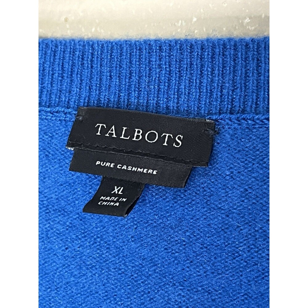 Talbots 100% Cashmere Sweater V-neck Long Sleeve Womens Size XL Blue - Picture 3 of 5